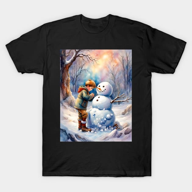 Building a snowman T-Shirt by FineArtworld7